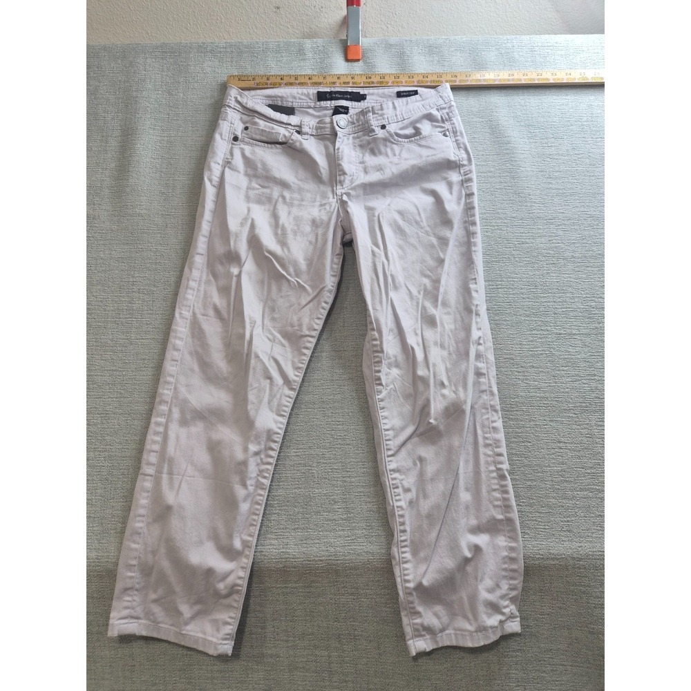 Calvin Klein Skinny Crop Jeans Womens 8 Beige Denim Cotton Logo Medium Wash
